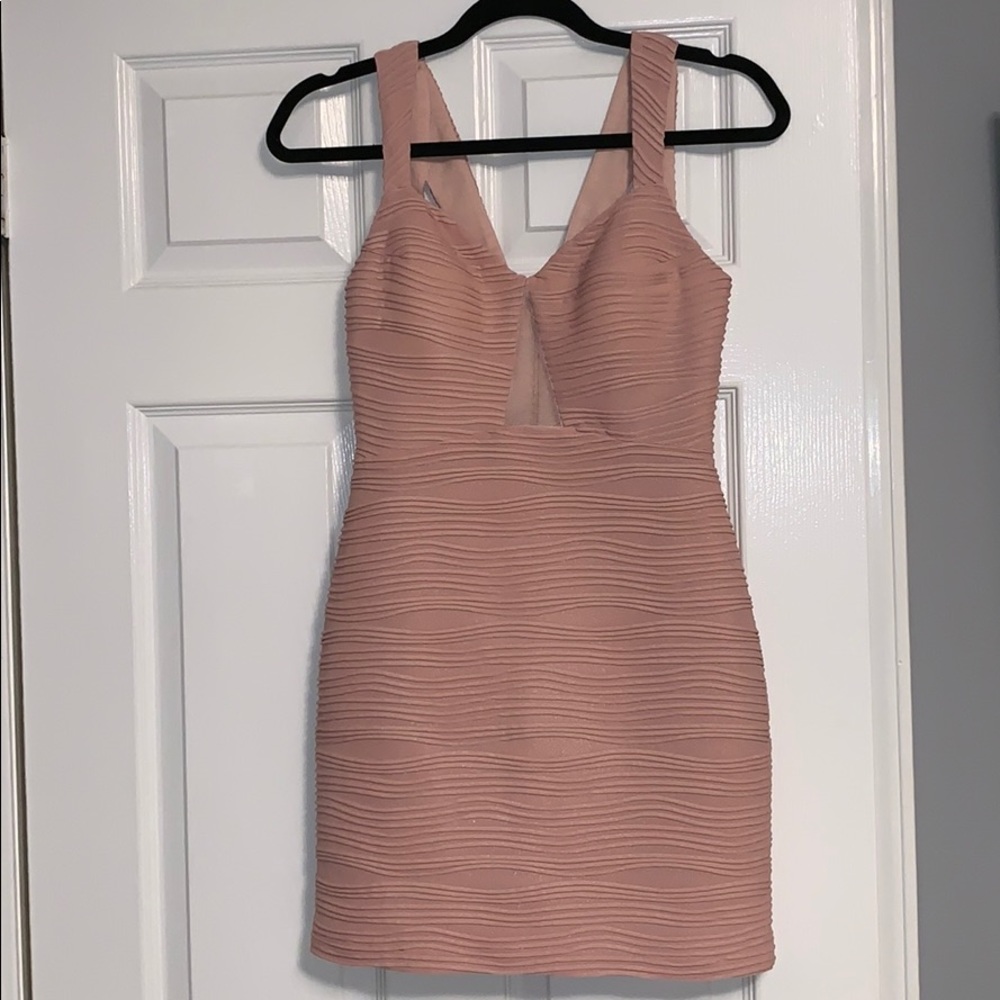 Light pink party dress with sheer chest cut out